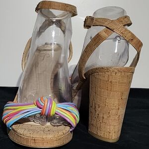 Jessica Simpson Colorful Strap with Cork Heels - Womens Size 10